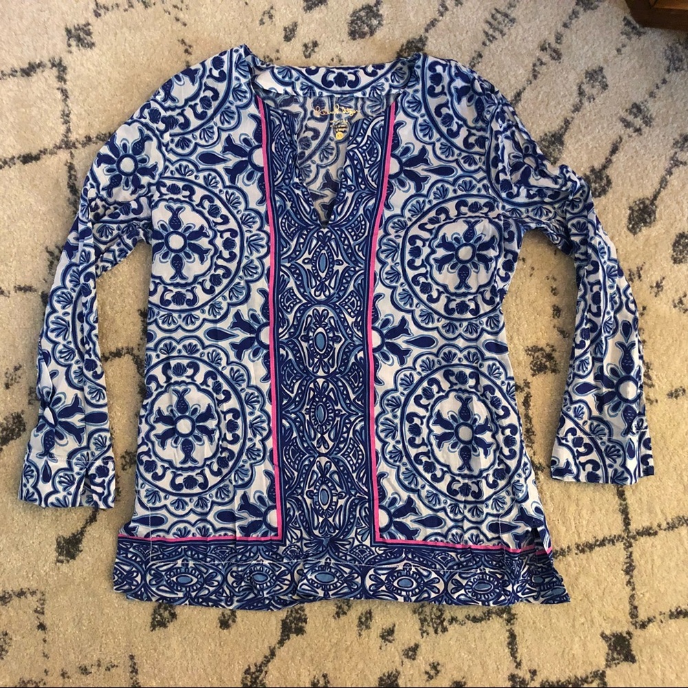 Blue white Lilly Pulitzer tunic size XS
